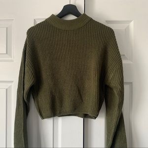 Olive green cropped sweater